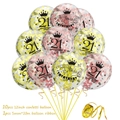10pcs 12-inch clear 21st birthday balloons with gold and pink sequins and ribbon - 21 Years Old
