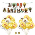 Dschungeltier Geburtstag Set mit Fuchs Banner und bedruckten Latexballons - Gelbe Polka Dot Tier Banner Kollektion (Kombination 3)