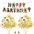 Waldtier-Geburtstagsset mit Waldgirlanden und Fuchs-Hase-Aufdruck-Latexballons - Goldene Pailletten Tier Banner Kollektion (Kombination 4)