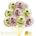 10-piece set of 12-inch clear 40th birthday balloons with gold confetti and crown print - 40 Years Old