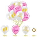 Lot de 15 ballons en latex rose et blanc avec imprimés 'It's a Girl' et 'Oh Baby' - Thème Fille Rose B