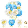 Kit ballons Oh Baby bleu et blanc avec motifs éléphant et empreintes de pieds - Thème Éléphant Bleu C