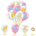 Lot de ballons Oh Baby en latex roses et blancs avec motifs éléphant et empreintes - Thème Éléphant Rose D