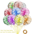 10-piece set of 12-inch clear latex balloons with vibrant multi-color confetti and ribbon - Mixed Colors (10 Pcs)