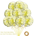10-piece 12-inch clear latex balloons filled with golden round sequins and ribbon - Gold (10 Pcs)