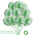 Set of 10 transparent 12-inch latex balloons filled with green round sequins and ribbon - Green (10 Pcs)