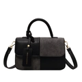 Borsa a tracolla bicolore nero e grigio con finiture dorate e manico superiore - Grande / Nero