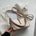 Chic ivory and beige contrast small square bag with dual straps and golden hardware - Khaki