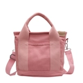 Pink canvas tote bag for women with adjustable shoulder strap and front pocket - Pink