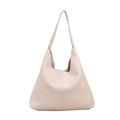 Grand sac cabas minimaliste en cuir grainé beige avec couture verticale mode - Ensemble de Sous-sacs - Blanc
