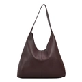Large burgundy hobo tote bag in lychee pattern leather with wide shoulder strap - Sub Bag Set - Coffee