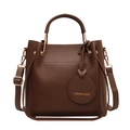 Modische dunkelbraune Handtasche mit Litschi-Muster, Goldgriffen und verstellbarem Gurt - Braun