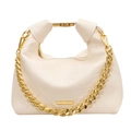 Borsa sottobraccio beige trapuntata con catena dorata e manico da donna - Bianco Sporco