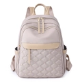 Sac à dos en nylon beige pour femme avec matelassage en losange et détails de clous dorés - Khaki