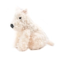 Cute white plush puppy crossbody bag featuring soft curly faux fur in a sitting pose - White