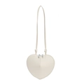 Mini heart-shaped crossbody bag in cream white matte leather with silver zippers - Off-white