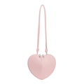 Chic pink heart-shaped shoulder bag with silver double zipper and sleek leather finish - Pink