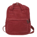 Mochila minimalista de pana roja para mujer con diseño retro y textura suave y lisa - Rojo