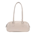 Bolso de hombro Boston blanco crema en cuero PU brillante con hebillas metálicas - Blanco