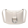 Bolso tipo cubo minimalista en blanco crema para mujer con hebilla en D plateada - Blanco Roto