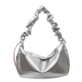 Stijlvolle zilveren metallic hobo-tas met geplooide schouderband voor urban mode - Zilver