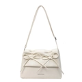 Bolso bandolera de piel PU blanco crema con detalles plisados y lazos elegantes - Blanco Roto