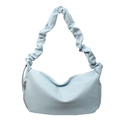 Fashionable sky blue pleated tote bag with a soft ruched shoulder strap for women - Blue