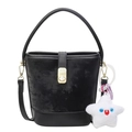 Secchiello chic in velluto nero con chiusura dorata e ciondolo a stella di peluche - Con Ciondolo / Nero