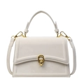 Elegante borsa a mano in pelle crema con chiusura dorata e tracolla regolabile chic - Bianco Sporco