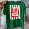 Women's dark green crewneck T-shirt with vintage sardines fish graphic print and soft cotton fabric - Dark Green