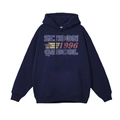 Felpa con cappuccio blu navy oversize con stampa vintage Seloon 1996 e tasca a marsupio - M / Blu Marino Foderato in Pile