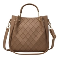 Braune gesteppte Tragetasche mit eleganten Goldmetallgriffen und verstellbarem Riemen - Dunkelkhaki