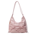Borsa a spalla Hobo rosa in ecopelle con fiocchi decorativi e dettagli plissettati - Rosa