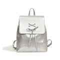 Sac à dos mode argenté métallisé avec cordon, nœud décoratif et bretelles réglables - Grand / Argenté