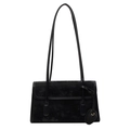 Bolso bajo el brazo negro con textura vintage y colgante de corazón, bolso de hombro - Negro