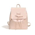 Sac à dos mode rose clair pour femme avec cordon de serrage, nœuds et garnitures argentées - Grand / Rose