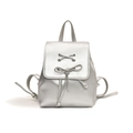 Silver metallic mini backpack with bow detail and adjustable straps for women - Small / Silver