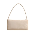 Sac à épaule beige minimaliste avec texture mate douce et logo de marque gravé - Blanc Cassé