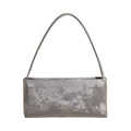 Sac baguette chic gris argenté avec texture métallisée et fine bandoulière élégante - Argenté