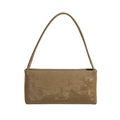 Sac à épaule minimaliste en cuir marron vintage avec finition perlée et logo discret - Vert