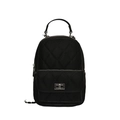 Quilted black mini backpack with silver metal buckle and chic woven chain accent - Black