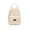 Quilted mini backpack in cream faux leather featuring a diamond stitch and metal twist lock - White