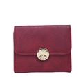 Portafoglio corto da donna in pelle martellata bordeaux con elegante chiusura a girello - Rosso
