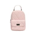 Light pink mini backpack with quilted stitching and silver twist lock closure - Pink