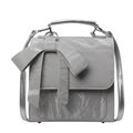 Borsa a tracolla grigio argento con trama stropicciata e grande fiocco decorativo - Argento