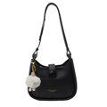 Borsa a secchiello nera a forma di U con un simpatico ciondolo a forma di pecora - Con Ciondolo / Nero