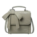 Light green faux leather crossbody bag with marble texture and large bow decoration - Green