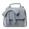 Light blue crossbody bag with textured fabric and large ribbon bow detail - Blue