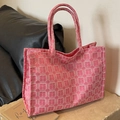Sac fourre-tout de mariage en toile rose avec motif jacquard traditionnel Xi - Rose