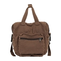 Mochila de lona marrón oscuro minimalista de gran capacidad con correas ajustables - Marrón